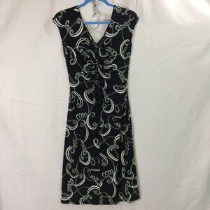 Lady Hathaway Dress Geometric Print Double V Neck Stretch Pullover Size 6